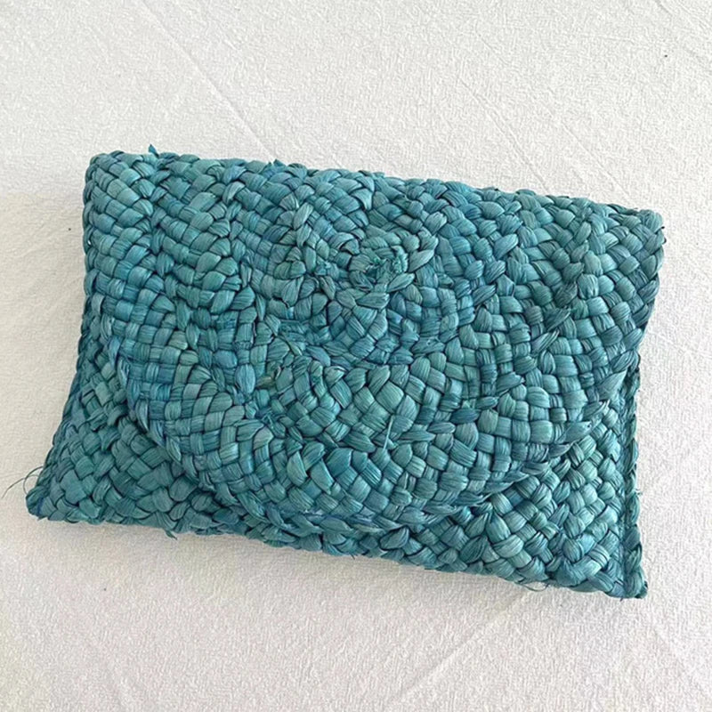 Straw Knitted Envelope Clutch