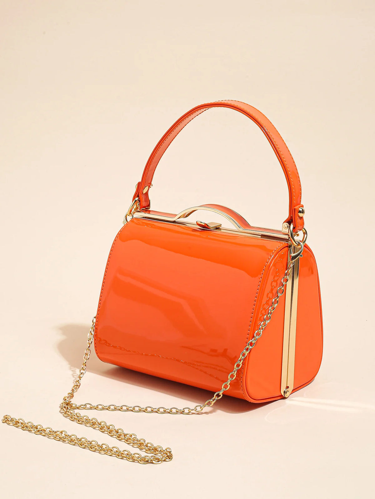 Pearlescent Patent Shell Clutch
