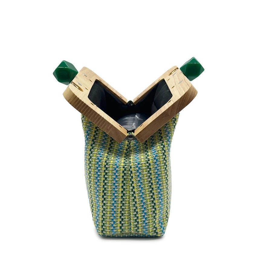 Striped Straw Shell Clutch