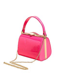 Highlight Cute Simple Patent Leather Pearlescent Leather Handheld Hard Shell Clip Dinner Bag