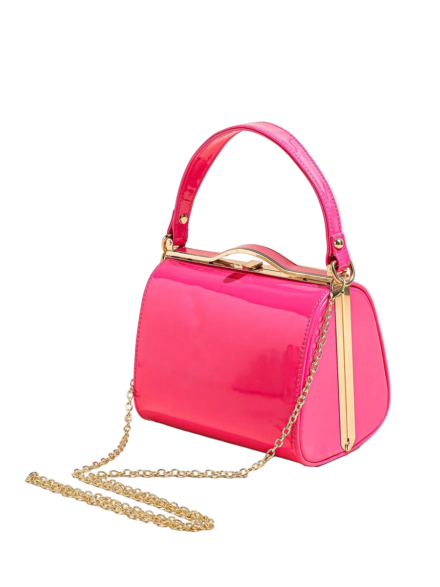 Pearlescent Patent Shell Clutch
