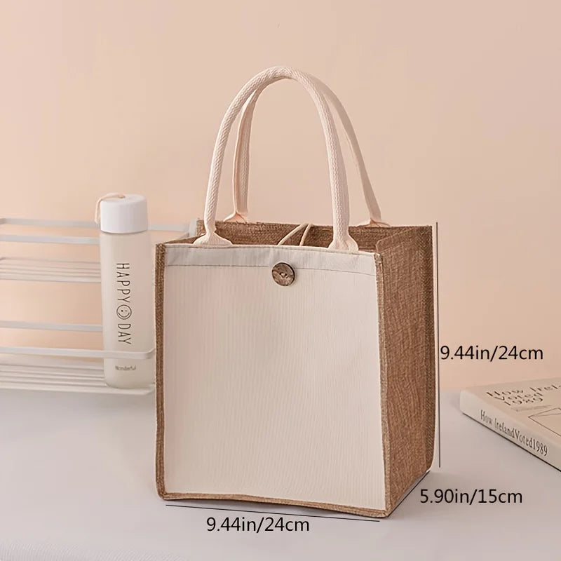 New vertical style linen tote bag plain color simple gift bag fashion shopping bag