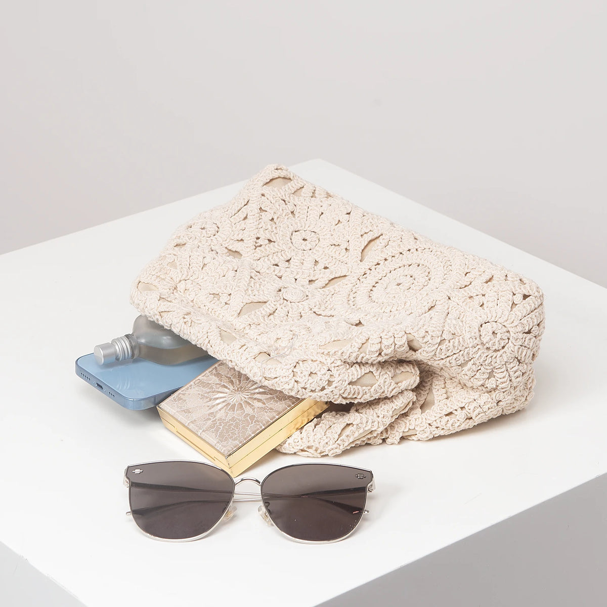 Bohemian Floral Knit Clutch