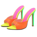 Aneikeh 2025 Orange Sandals Mules High Heels Pointed Toe Heels For Women Summer Slippers Lady Party Sandals Shoes Stripper 35-42