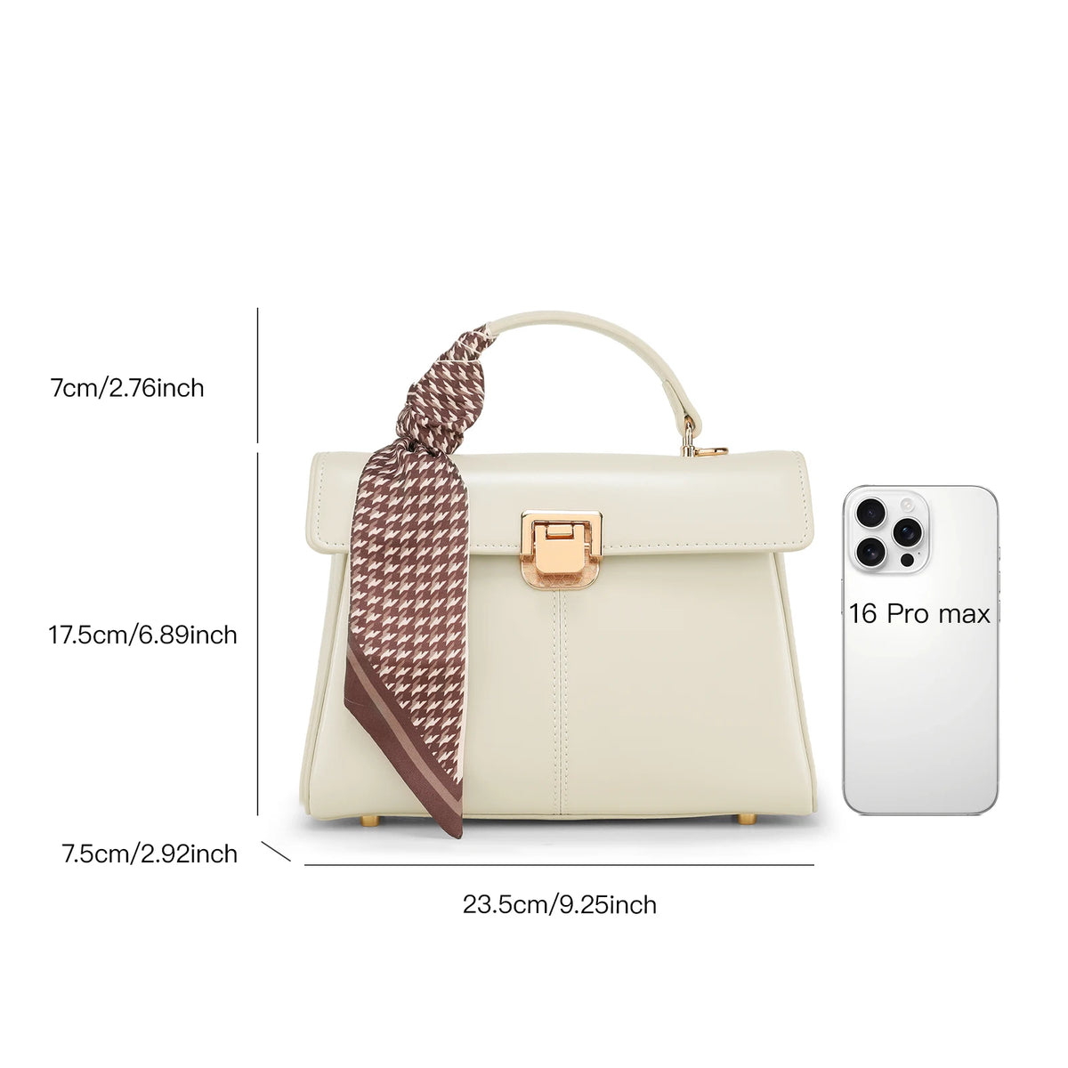 Scarf Detail Leather Handbag