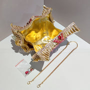 Swan Rhinestone Metal Clutch