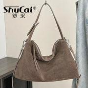 Suede Boston Shoulder Bag