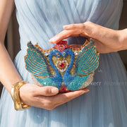 Swan Rhinestone Metal Clutch
