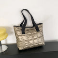 Fashion Quilted Shoulder Bags Down Cotton Padded Large Capacity Tote Bags Solid Color Shopping Bags Women Girls