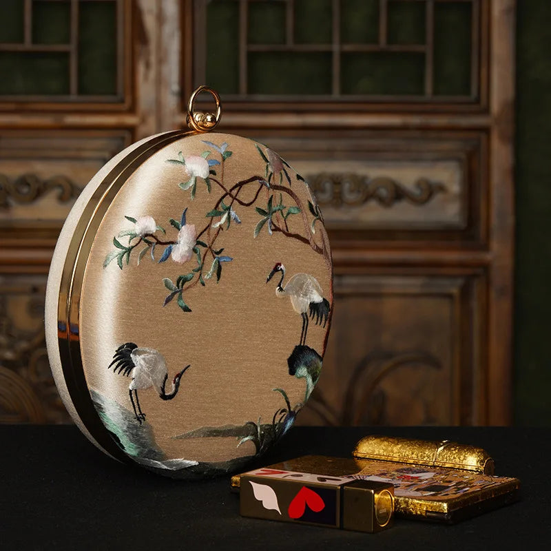 Embroidered Circular Mini Bag