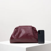 Woven Burgundy Kisslock Clutch