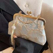 Embroidered Silk Square Clutch