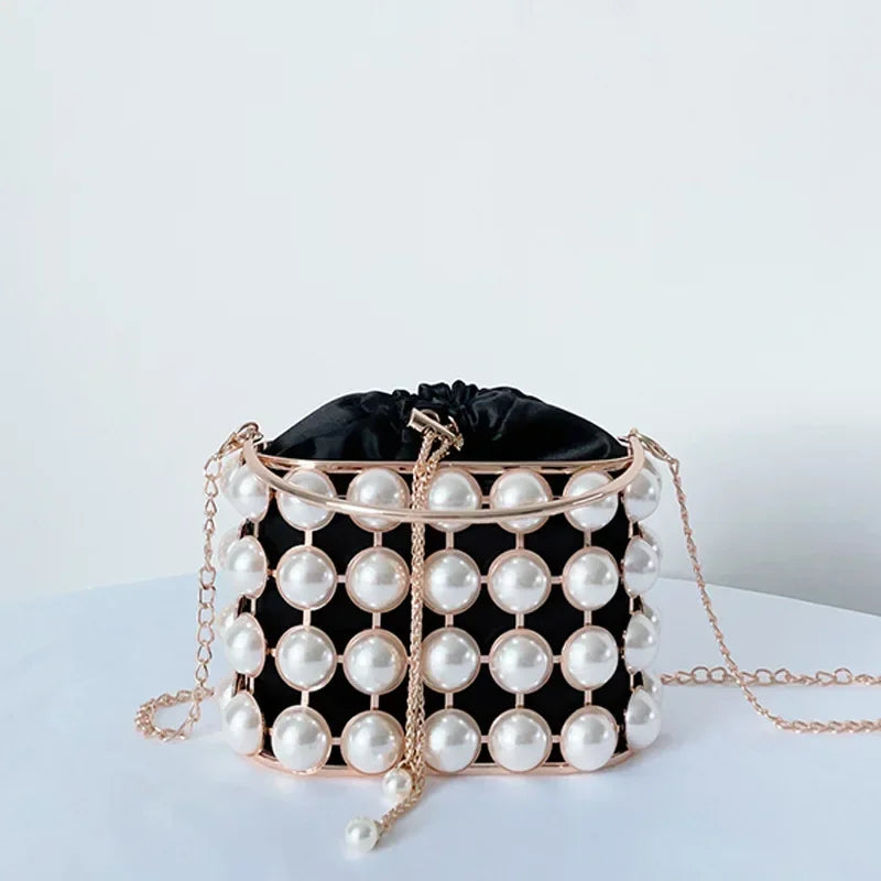 Pearl Metallic Bucket Clutch
