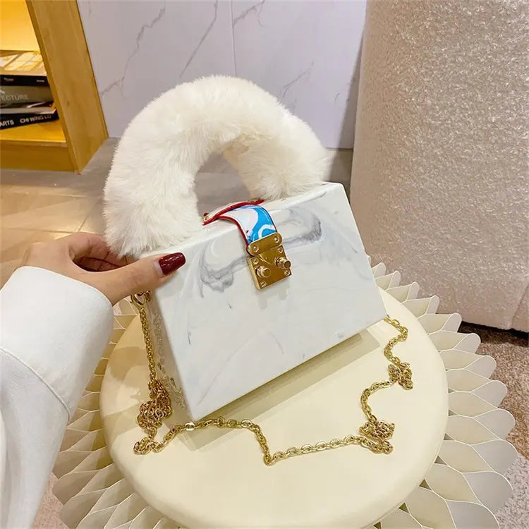 Faux Fur Box Clutch