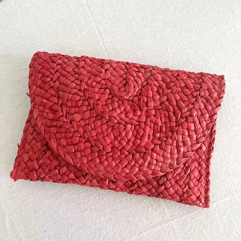 Straw Knitted Envelope Clutch