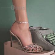 Rhinestone Cutout Stiletto Sandals