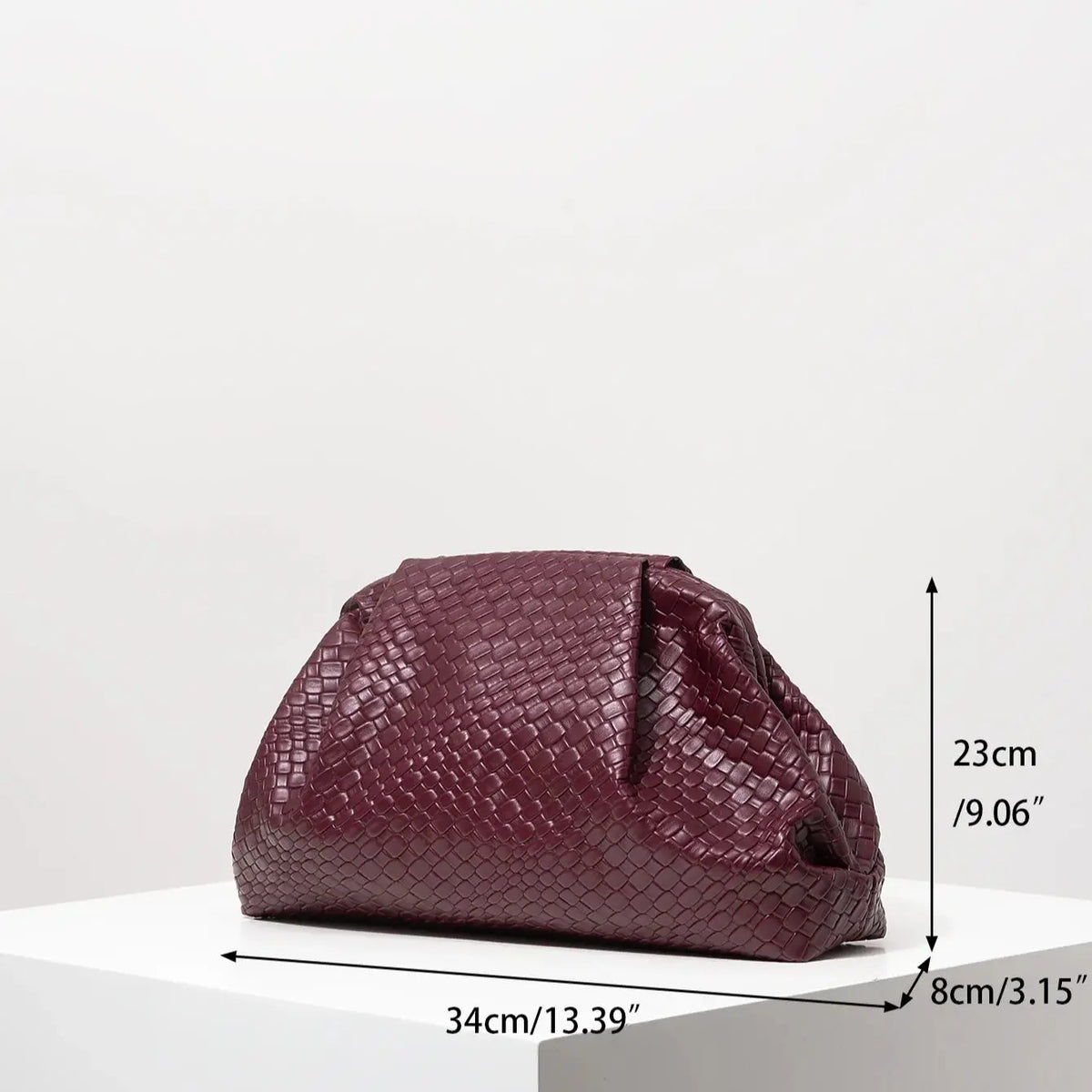 Woven Burgundy Kisslock Clutch