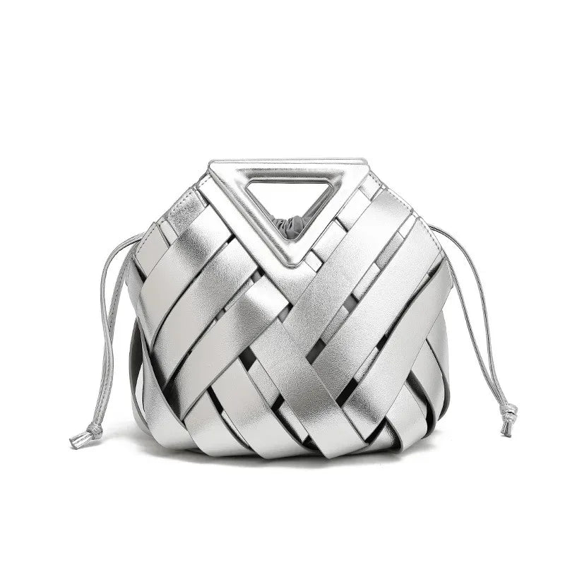 Woven Vegan Leather Tote