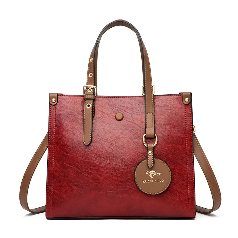 Three Layer Leather Tote