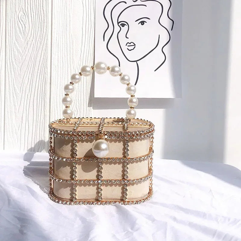 Pearl Metallic Bucket Clutch