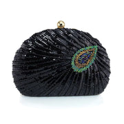 Embroidered Shell Sequin Clutch