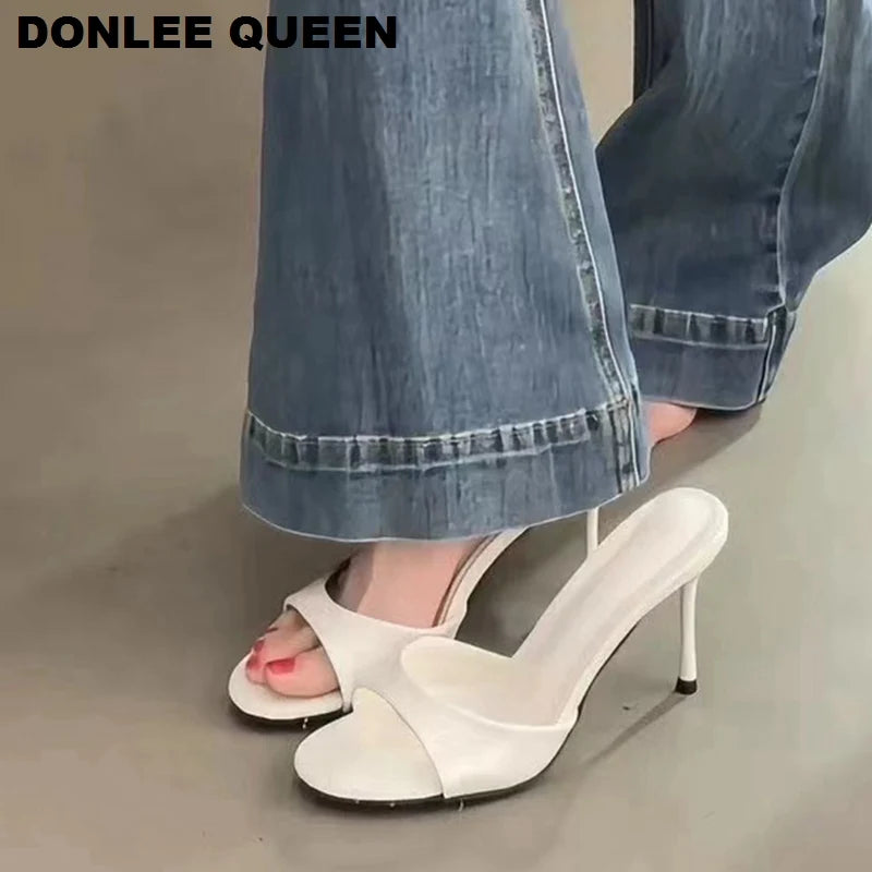 Patent Open Toe Mules