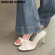 Patent Open Toe Mules