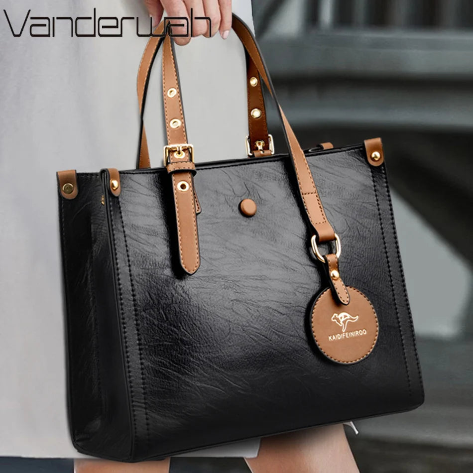 Three Layer Leather Tote