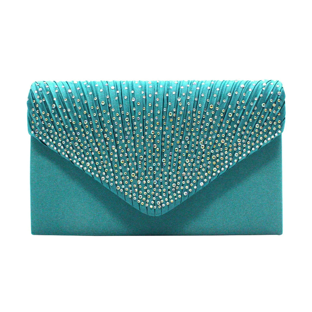 Satin Rhinestone Envelope Clutch