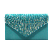Satin Rhinestone Envelope Clutch