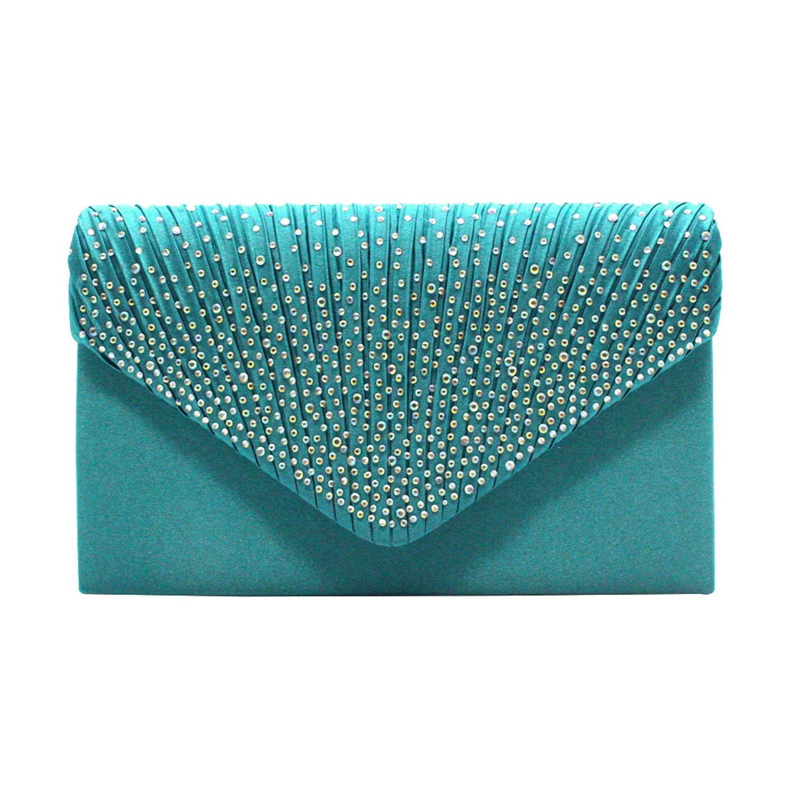 Women'S Fashion Elegant Clutches Trend Satin Rhinestone Shoulder Bag With Thin Chain Party Banquet Dress Matching Evening Bags