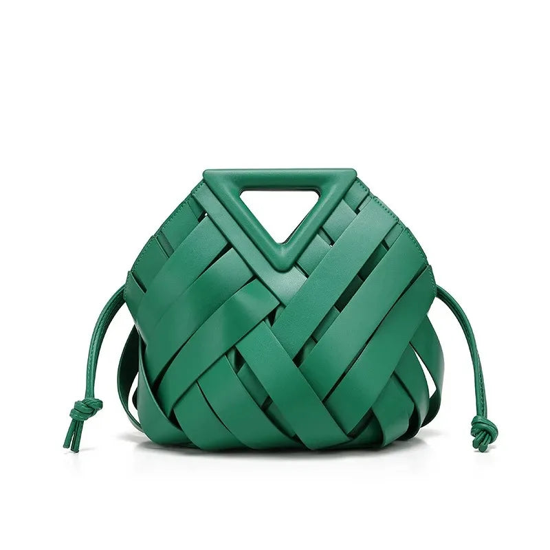 Woven Vegan Leather Tote