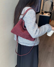 Suede Boston Shoulder Bag
