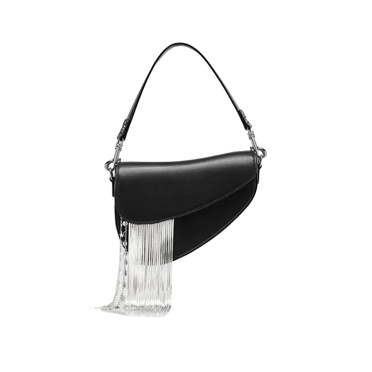 Leather Tassel Saddle Bag