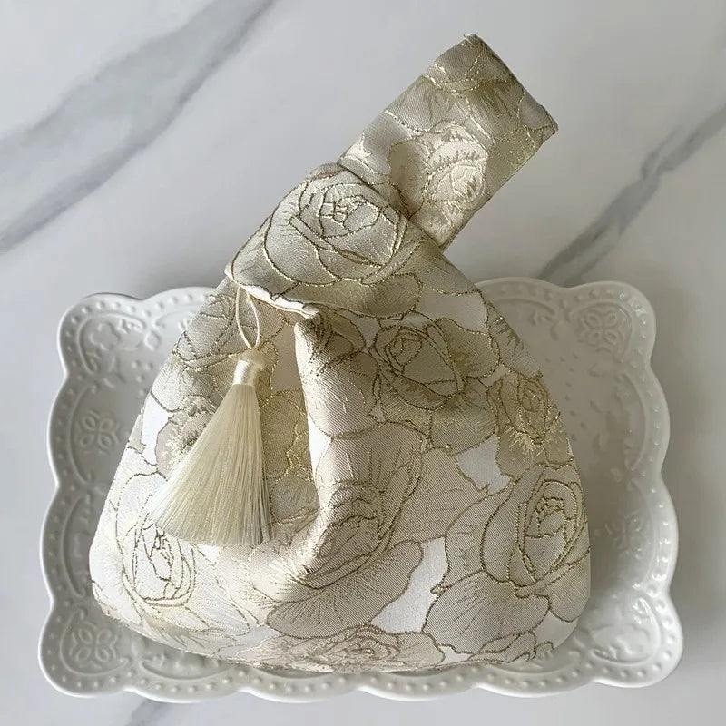 Embroidered Silk Square Clutch
