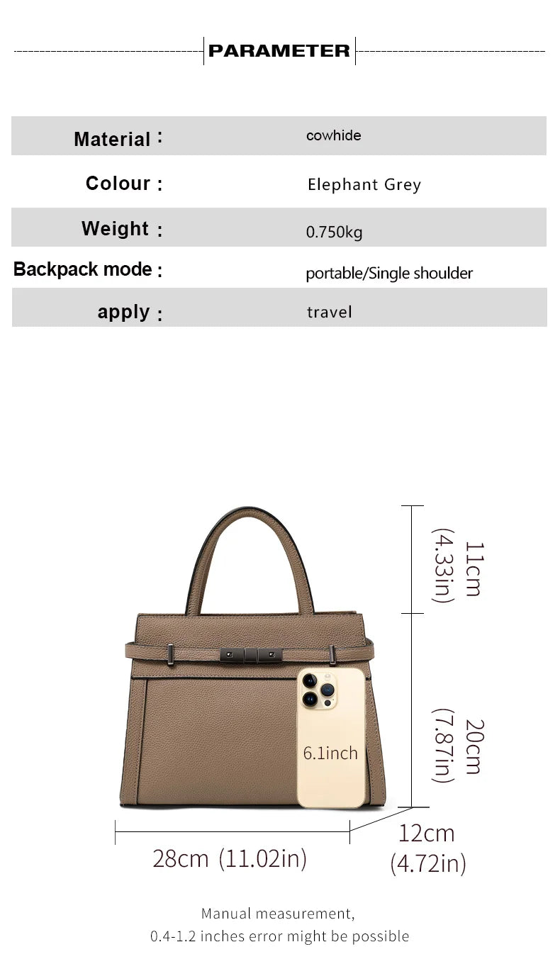 Cowhide Office Tote Bag