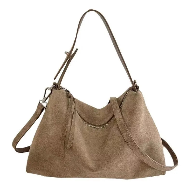 Suede Boston Shoulder Bag