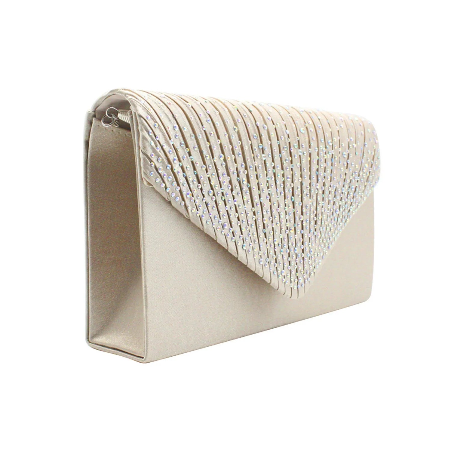 Satin Rhinestone Envelope Clutch