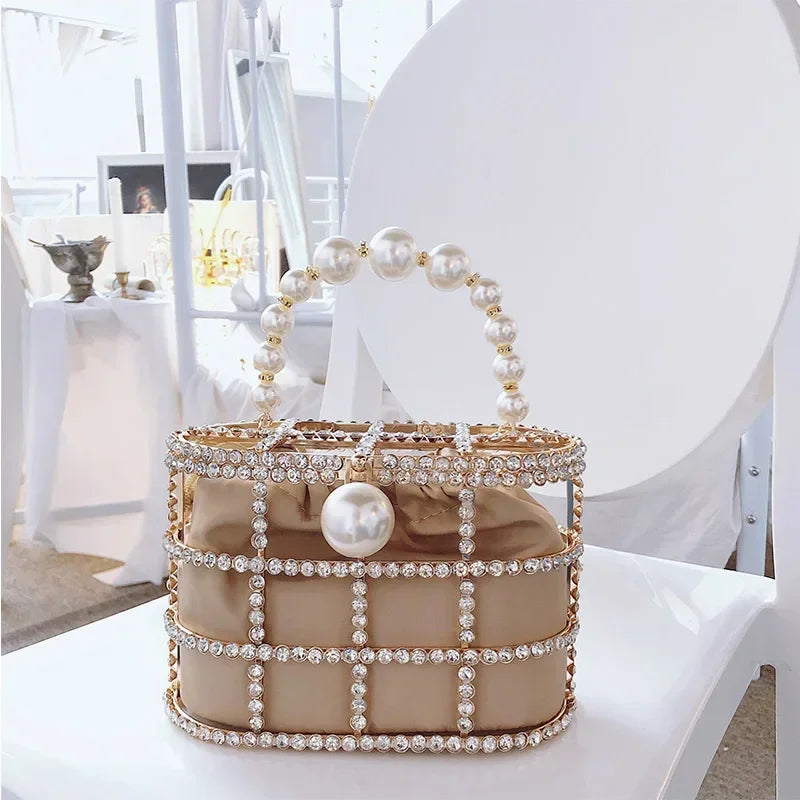 Pearl Metallic Bucket Clutch