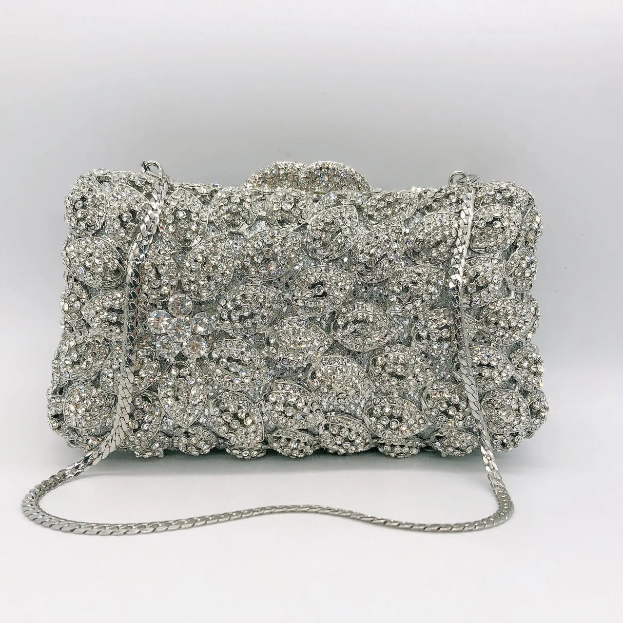 Hollow Rhinestone Tassel Clutch