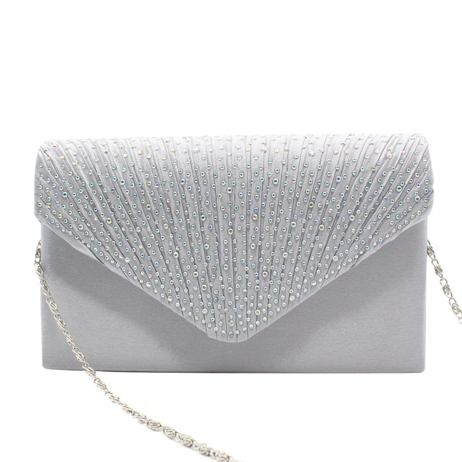 Satin Rhinestone Envelope Clutch