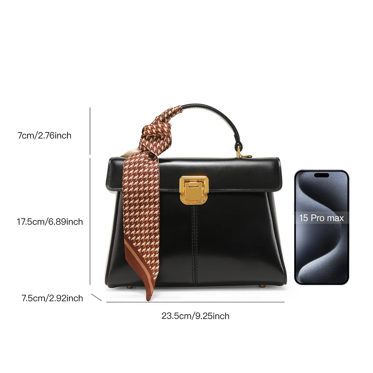Scarf Detail Leather Handbag