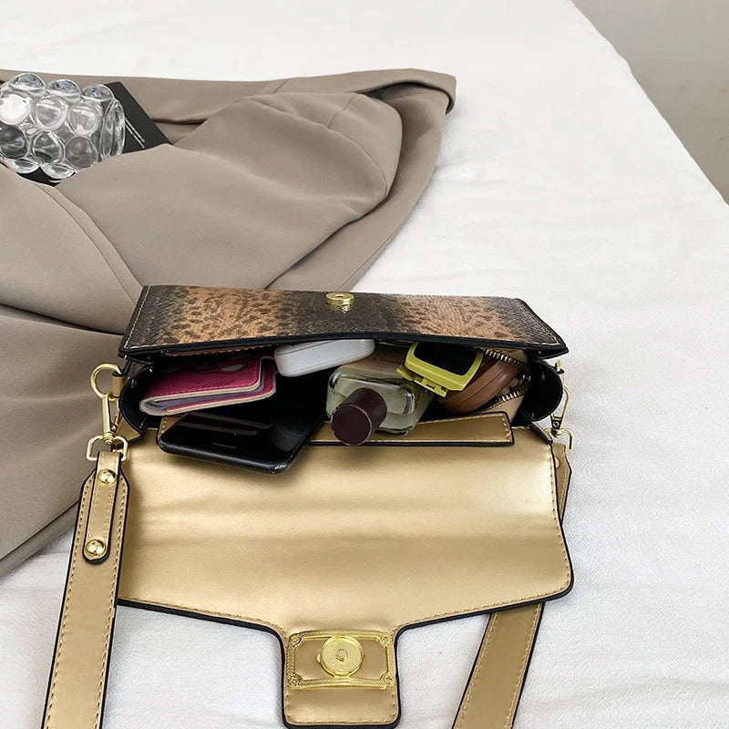 New Ladies Metal Buckle Simple Fashion Shoulder Bag Party Commuting Bag Women Luxury Brand Design PU Leather Bag