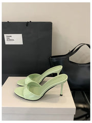 Patent Open Toe Mules