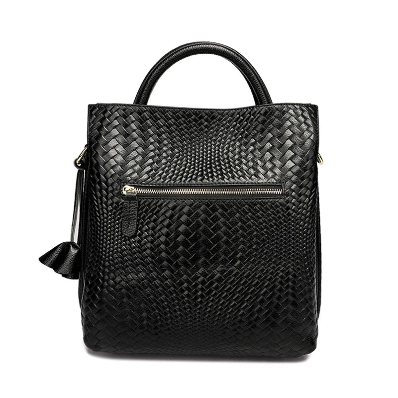 Woven Cowhide Commuter Handbag