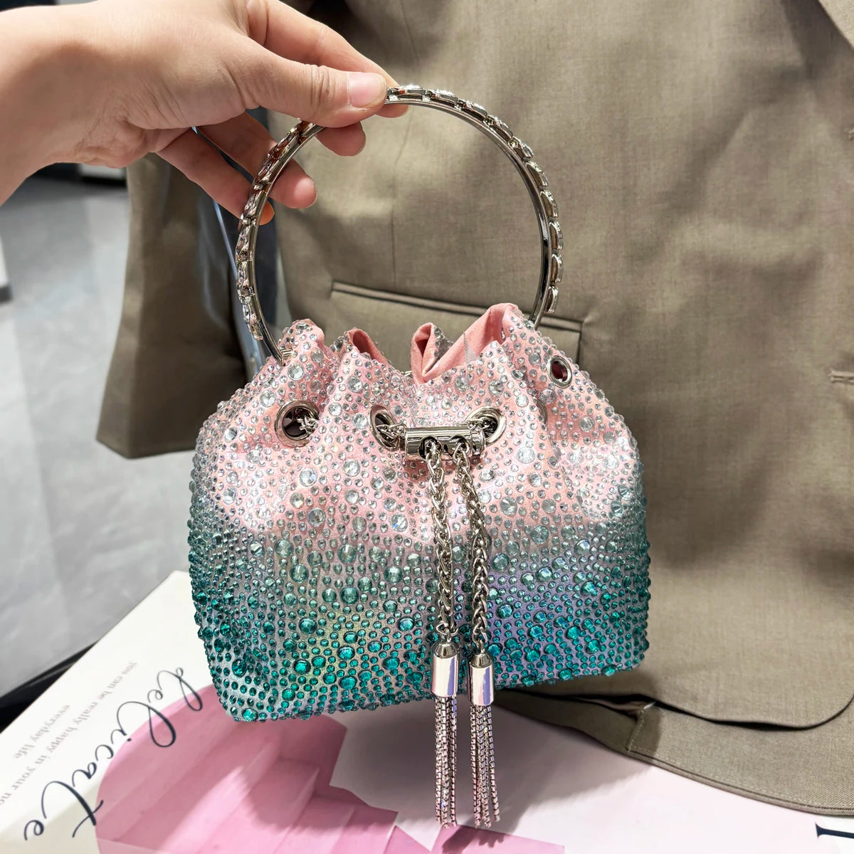 Crystal Bucket Evening Bag