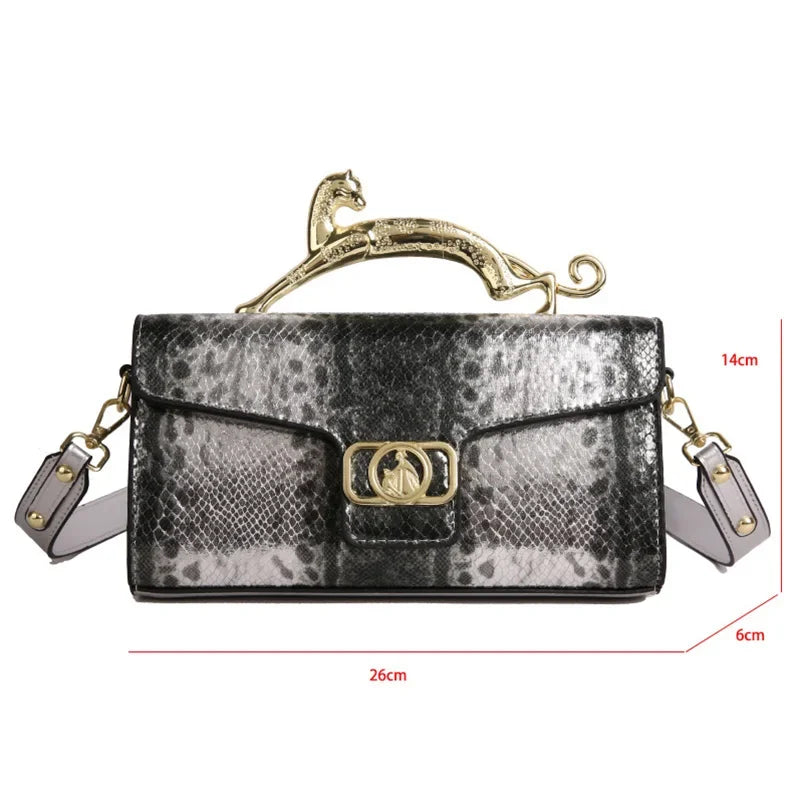 New Ladies Metal Buckle Simple Fashion Shoulder Bag Party Commuting Bag Women Luxury Brand Design PU Leather Bag