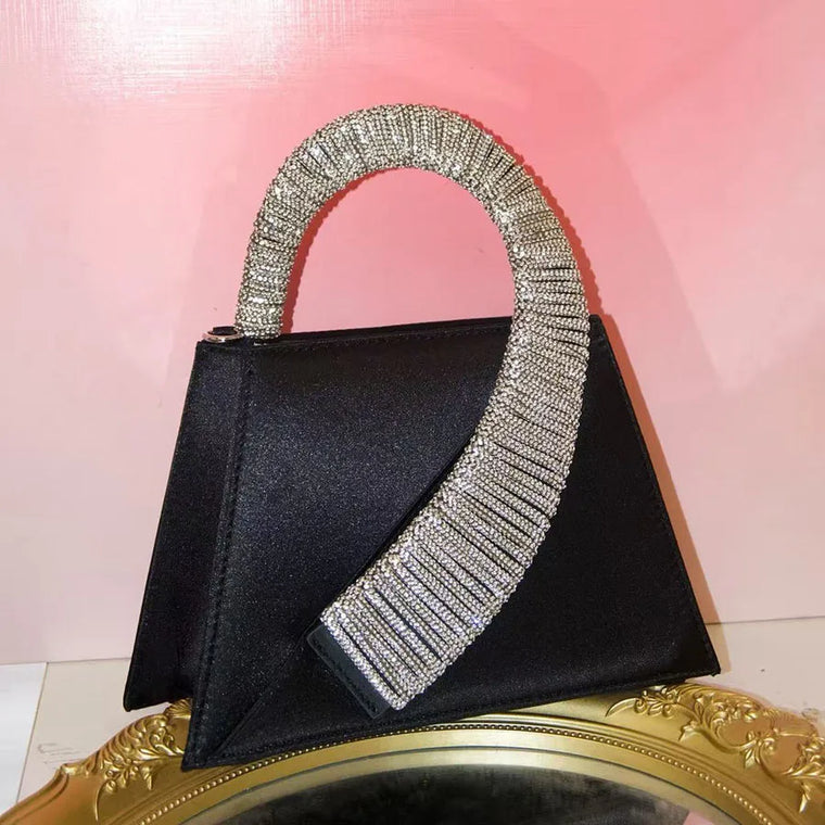 Satin Diamond Handle Clutch