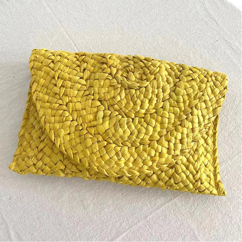 Straw Knitted Envelope Clutch