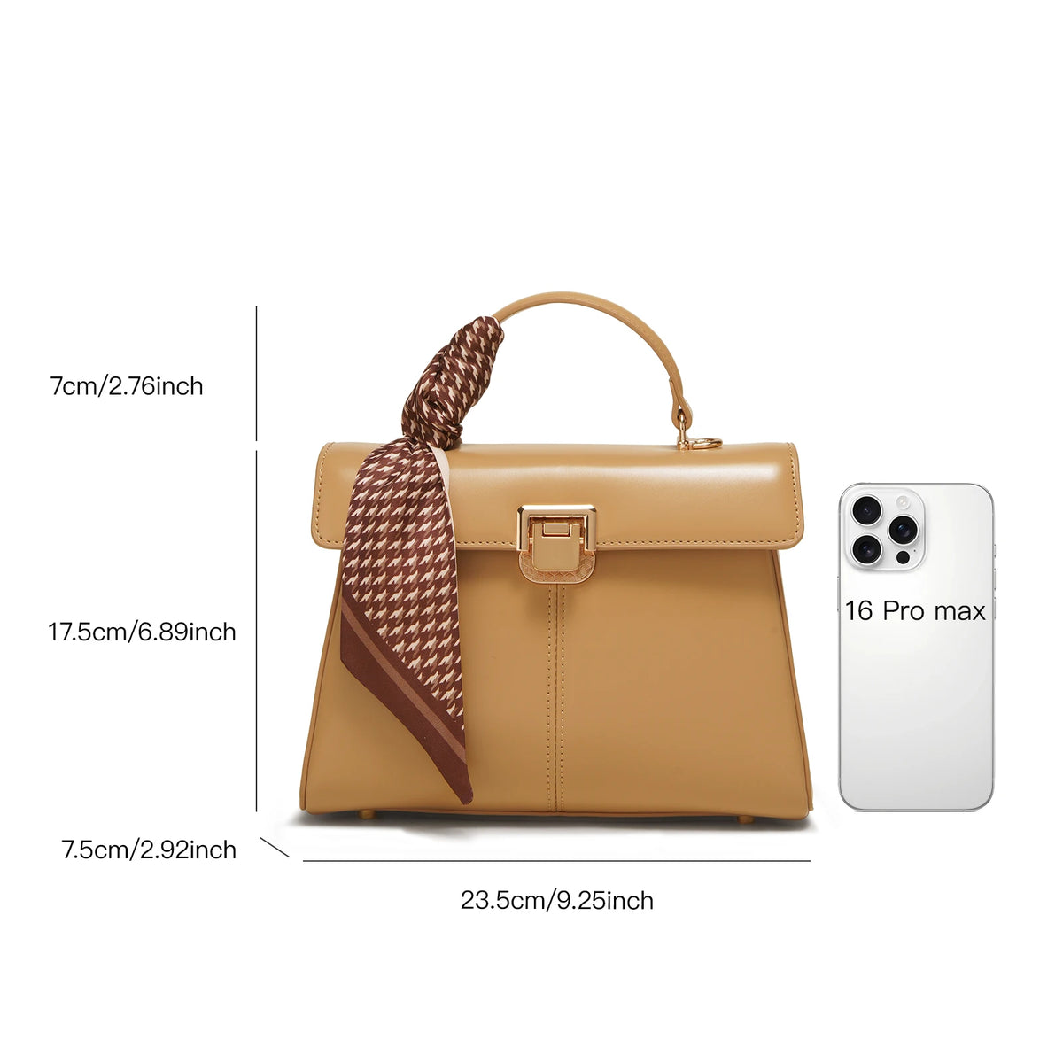 Scarf Detail Leather Handbag